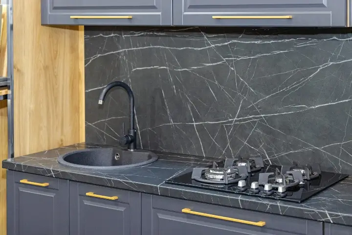 Dark soapstone kitchen counter