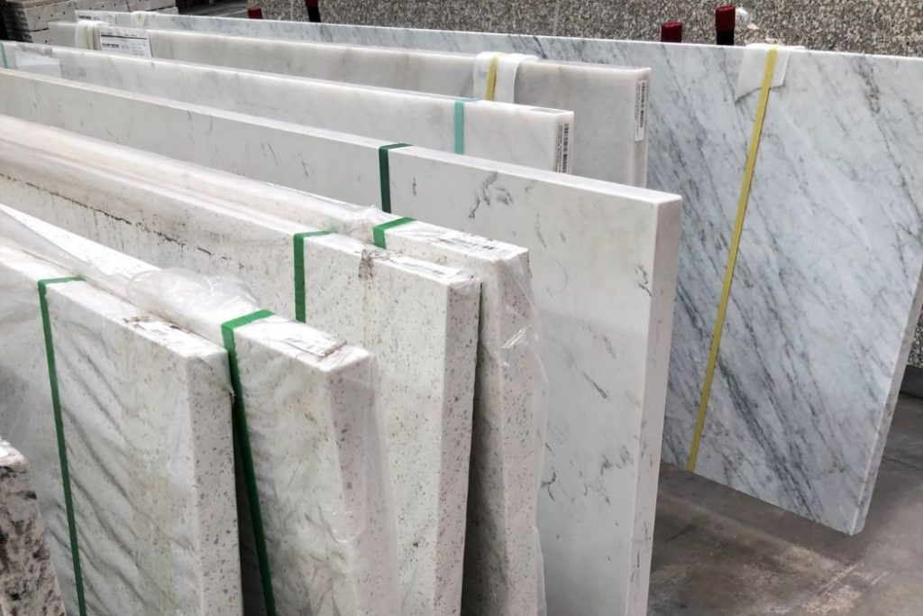 Granite, quartz, and marble remnant slabs available for countertops at Crowley’s Granite & Quartz in Portland Oregon