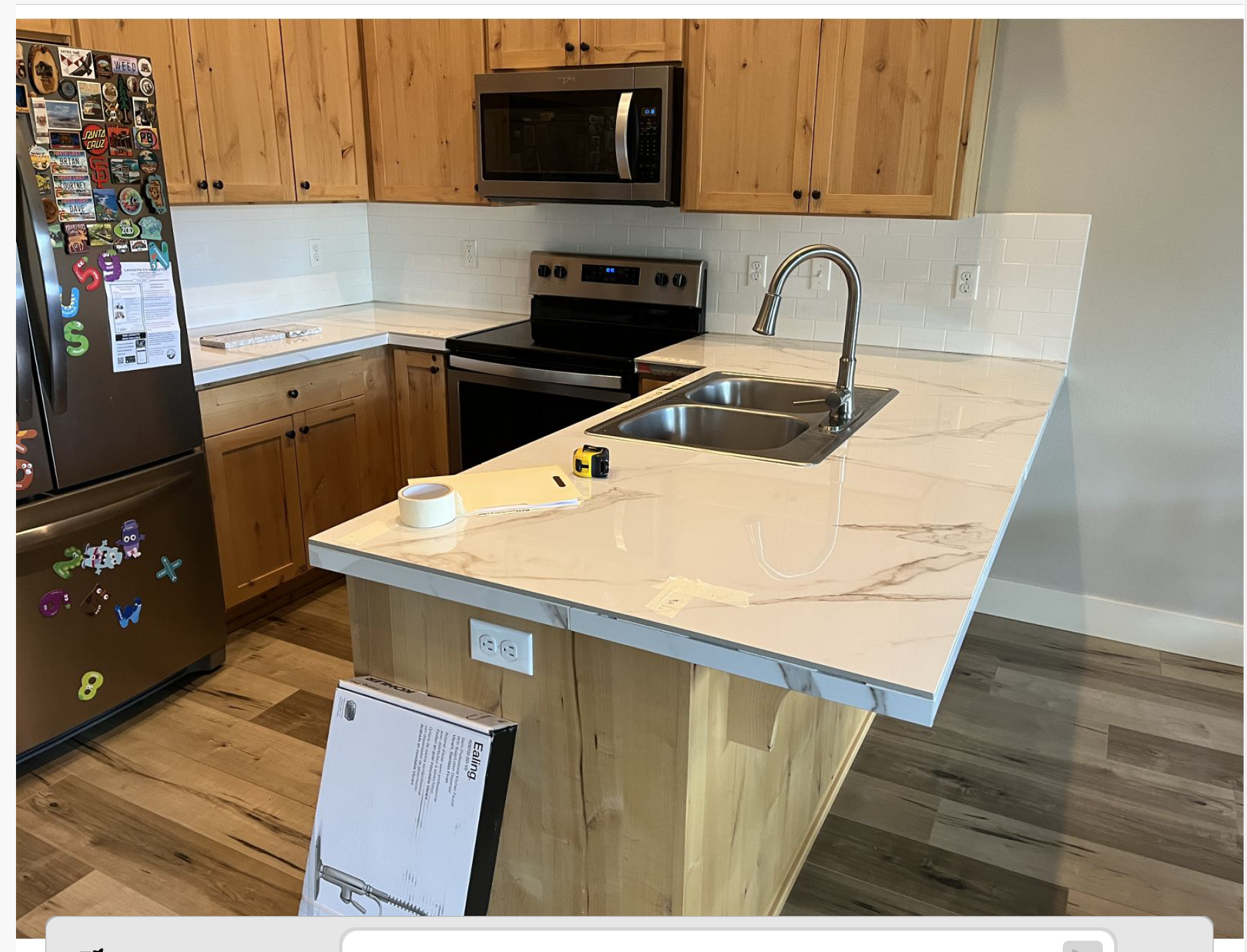 Quartz countertop installation in progress near Lafayette, Oregon by Crowley's Granite & Quartz