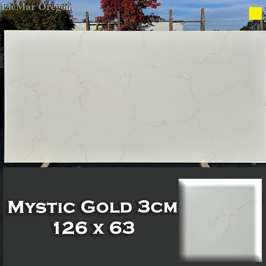 Mystic Gold quartz slab — EleQuence by EleMar Oregon