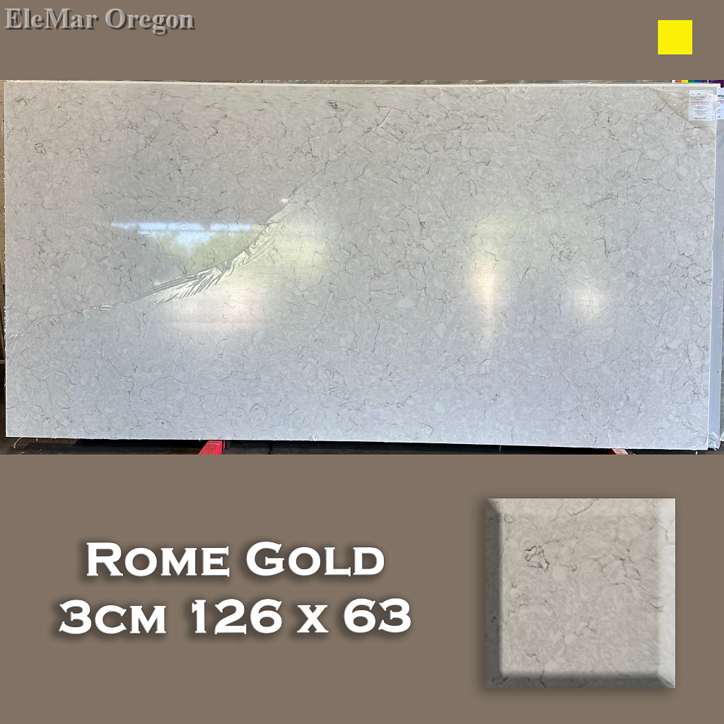 Rome Gold quartz slab — EleQuence by EleMar Oregon