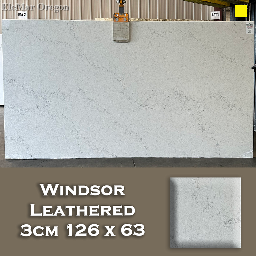 Windsor Leathered quartz slab — EleQuence by EleMar Oregon